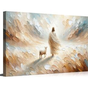 Jesus Canvas Wall Art Christian Wall Decor Picture Painting Jesus Praying in the Garden of Gethsemane Printed Poster for Living Room Bedroom Church Decoration Ready to hang