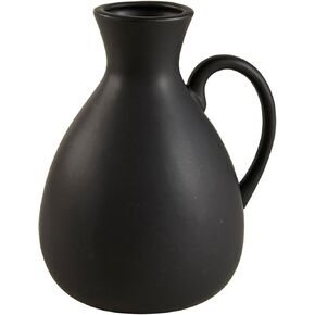47th & Main Ceramic Modern Pitcher-Style Vases with Handle, 7" Tall, Black