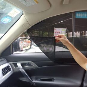 2 PCS Magnetic Car Side Window Sun Shade U-V ion Auto Window Sunshade Curtain Mesh Summer Car Window ion Film Black