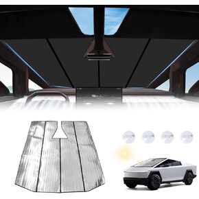 BESTAOO Windshield Sun Shade for Tesla Cybertruck 2024+, Front Window Sun Sunshade Windshield for Cybertruck Accessories, Front Window Sun Visor Blocks for UV and Heat, Silver, 1pc