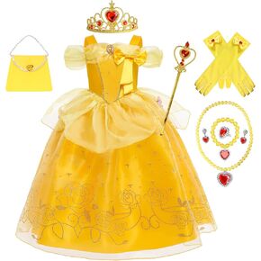 Princess Costume for Girls Kids Dress Halloween Cosplay Party Outfit Toddler Princess Dress Up 2 to 8 Years
