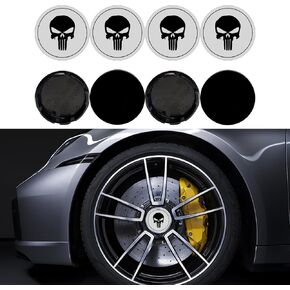 4PCS Skull Wheel Center Caps, Car Hub Center Caps, Waterproof & Rustproof Wheel Hub Center Cap Cover Stickers, Decorative Car Accessories Wheel Center Covers for Trucks Cars (Red/Black)