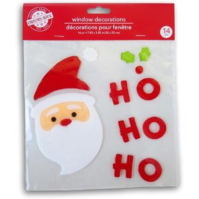 Christmas Winter Gel Window Clings - Ho Ho Ho Santa - 14 Piece