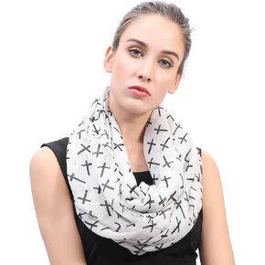 Lina & Lily Cross Print Women's Infinity Scarf Lightweight