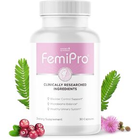 Femipro Bladder Control Supplements for Women & Men, Natural Herb & Probiotic Blend, Supports Urinary Tract Health & Microbiome Balance | Made in USA Non-GMO, 30 Capsules, 1 Month Supply