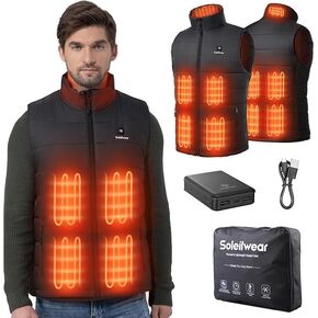 Heated Vest for Men,9 Heating Zones Rechargeable Heated Vest with 10000mAh Battery for Outdoor 2XL SIZE