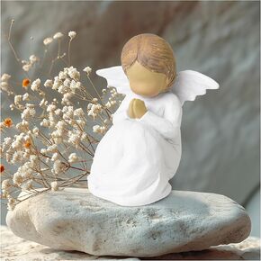 Guardian Angel Statue, Angel Figurines for Women, First Communion Gifts for Girls, Resin Prayer Angels, Hand-Painted Faith Corner Decor, Baptism Christmas Memorial Gift