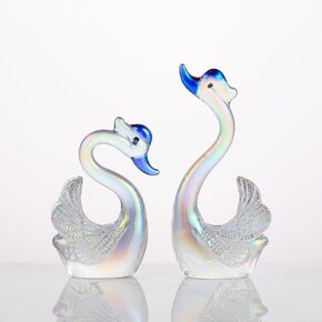2Pcs Crystal Swan Home Room Desk Decor,Cute Crystal Animal Swans Figurines Statue Modern Home Room Desk Decoration,Swan Glass Figurines Collectibles Home Room Desk Decor