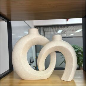 Matte Ceramic Blue Vase Set of 2 - Snuggle Hollow Navy Blue Decor for Living Room, Vases Home Decor for Coffee Table Sofa Table Entrance Shelf or Console Fireplace Mantel Decor (Matte Navy Blue) in Kuwait