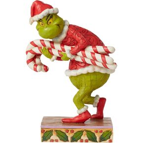 Enesco Jim Shore Dr. Seuss The Grinch Stealing Candy Canes Figurine, 7.48 Inch, Multicolor,Green