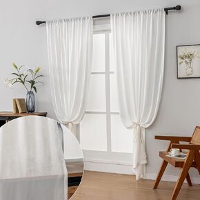 108 Inch Curtains Semi Sheer Curtains White Light Filtering Curtains Privacy Curtains That Let Light in Pinch Pleat Curtains Extra Long Curtains Velvety Window Curtains for Living Room
