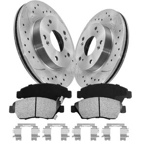 Brake Pads And Rotors Kit Compatible With 2002-2006 Acura RSX, Front Automotive Replacement Brake Kits 31311 D621-7497 Drilled And Slotted Rotors Anti-rust Oil 262mm(10.3in) in Kuwait