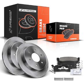 A-Premium 12.60 inch (320mm) Rear Drilled and Slotted Disc Brake Rotors + Ceramic Pads Kit Compatible with Select Nissan and Infiniti Models - Titan 2004-2015, Armada 2005-2015, QX56, 6-PC Set