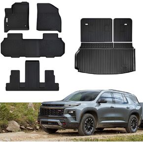 Floor Mats & Trunk Mat Fit for All-New 2024 2025 Chevrolet Chevy Traverse (Not for Limited) 7-Seat with Backrest Mat,All Weather Protection TPE, Anti-Slip Floor Mats & Cargo Liner Accessories