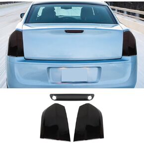 Tail Light Cover & 3rd Third Brake Light Cover Kit 3Pcs Compatible with 2011-2014 Chrysler 300/300C(Smoke Black)