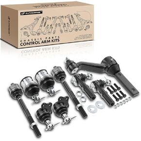 A-Premium Set of 9, Front Upper Lower Ball Joint, Inner Outer Tie Rod End, Idler Arm, Compatible with Dodge Durango 1998-1999, Dakota 1997-1999, 4WD Only