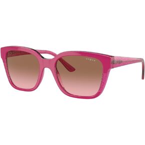 Vogue Eyewear VO5558S Sunglasses, Cherry/Transparent Fuchsia Glitter/Pink Gradient Brown, 55 mm
