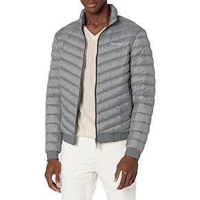 A|X Armani Exchange Men's Quilted Down Milano/New York Logo Zip-up Jacket