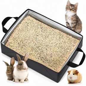Cat Enclosed Travel Litter Box Kit with Lid Odorless Dustless, Lightweight Cat Portable Foldable Litter Box for Indoor and Car