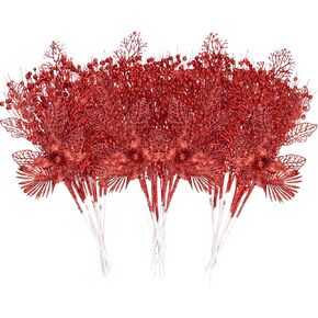 28 حزمة الذهب شجرة عيد الميلاد الحلي الزهور الاصطناعية بريق التوت فروع الجذعية شجرة عيد الميلاد يختار الأغصان بخاخ شجرة عيد الميلاد زينة لمزهرية حشو إكليل عطلة حفل زفاف ديكور in Kuwait