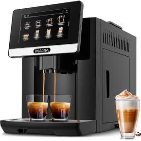 Zulay Magia Super Automatic Coffee Espresso Machine - Durable With Grinder Maker Easy To Use 7" Touch Screen, 19 Recipes, 10 User Profiles