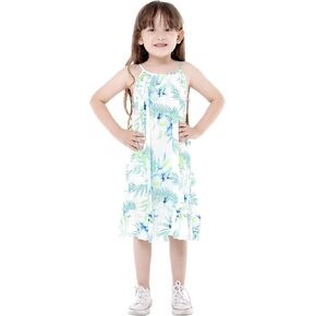 Girl Hawaiian Round Neck Dress in Hibiscus