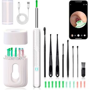 Ear Wax Removal Tool - Wireless Ear Cleaner Kit with 1080 HD Camera and Storage Case, Rechargeable Earwax Remover with 12 Ear Picks, Ear Wax Removal Kit with 8 Replacement Tips (Black)