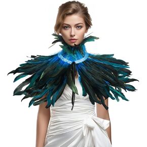 Black Feather Shrug Shawl Halloween Collar for Renaissance Ball Accessories