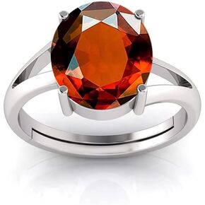 Natural 7.50 Carat 8.25 Ratti Astrological Gomed hessonite Garnet Birthstone German Silver adjustable Ring For Men Or Women
