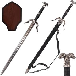 Silver Sword Witcher Sword Metal Replica Sword 41inch with Display Hanging Board