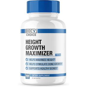 Doc Certfied | Height Growth Supplement | Natural Maximizer to Grow Taller & Initiate Bone Growth for Teens, Kids & Adults | Clinically Tested Ingredients That Work | 8 Powerful Ingredients - 60 Caps
