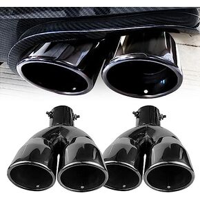 2PCS Dual Exhaust Tip 2.5 inch Inlet, Universal Black Car Exhaust Tips Curved Muffler Tip Modification Tail Pipe Tail Throat, Adjustable Car Thickened Decoration Pipe