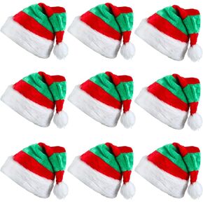 9 Pcs Christmas Elf Hat Xmas Elf Beanie Adult Santa Hats for Christmas Holiday Winter for Women Men (Delicate)