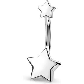 Melighting Titanium Belly Button Ring 14G Star Belly Ring Internally Threaded G23 Titanium Belly Piercing Hoop Navel Barbell Body Piercing Jewelry