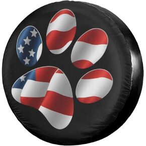 Paws Us American Flag Spare Tire Cover Dust-Proof Wheel Tire Cover Fit Trailer, RV, SUV and Many Vehicle 15 Inch