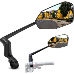 Handlebar Bike Mirror | Large HD field of vision | Fully Adjustable and Rotatable | Bicycle Rear View Mirror for Electric Bikes & Scooters | Bike Mirror Handlebar Mount | Ebike Accessories (Left)