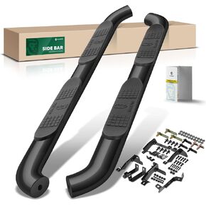 YHTAUTO 4 Inch Running Boards Side Steps Fit Dodge Durango 2011-2017, SUV, Oval Bent Ends Carbon Steel Black Powder, Cab Side Step Rails Truck Bar Step Off-Road Exterior Accessories