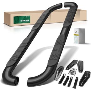 YHTAUTO 4 Inch Running Boards Side Steps Compatible with Dodge Ram 1500 2019-2025 (Excl. Ram 1500 Classic), Extended Cab, Oval Bent Ends Carbon Steel Black Powder, Truck Cab Side Step Rails