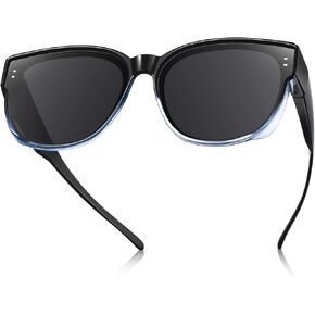Br'Guras Polarized Fit Over Glasses Sunglasses for Women Men, Trendy Square Wrap Around Shades UV Protection
