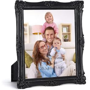 Giftgarden 8x10 Vintage Picture Frame Black, Orante Antique Photo Frame for Tabletop or Wall Display, Decorative Retro Style