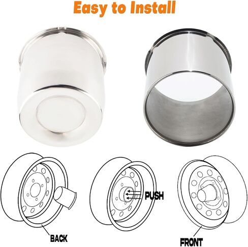 الفولاذ المقاوم للصدأ 5.15 بوصة أغطية مركز عجلة المقطورة 2xOpened و2xClosed-End متضمنة تناسب 5.15" مركز تتحمل شاحنة مقطورة RV SUV عجلات الحافات، 4 قطع in Kuwait