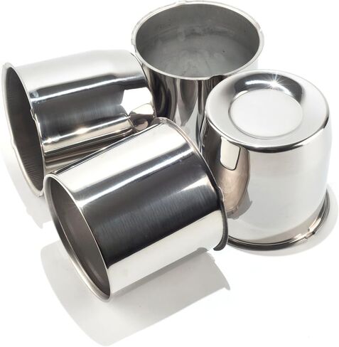الفولاذ المقاوم للصدأ 5.15 بوصة أغطية مركز عجلة المقطورة 2xOpened و2xClosed-End متضمنة تناسب 5.15" مركز تتحمل شاحنة مقطورة RV SUV عجلات الحافات، 4 قطع in Kuwait