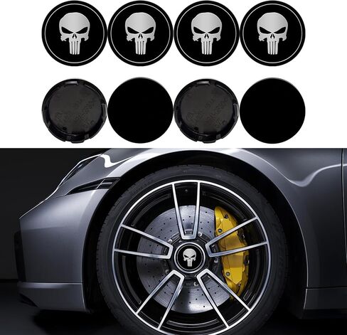 4PCS Skull Wheel Center Caps, Car Hub Center Caps, Waterproof & Rustproof Wheel Hub Center Cap Cover Stickers, Decorative Car Accessories Wheel Center Covers for Trucks Cars (Red/Black) in Saudi Arabia