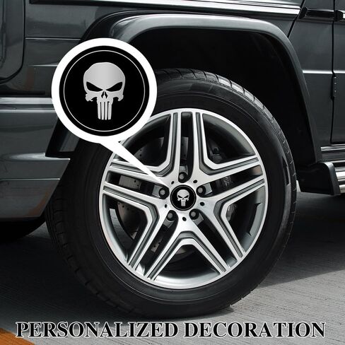 4PCS Skull Wheel Center Caps, Car Hub Center Caps, Waterproof & Rustproof Wheel Hub Center Cap Cover Stickers, Decorative Car Accessories Wheel Center Covers for Trucks Cars (Red/Black) in Saudi Arabia
