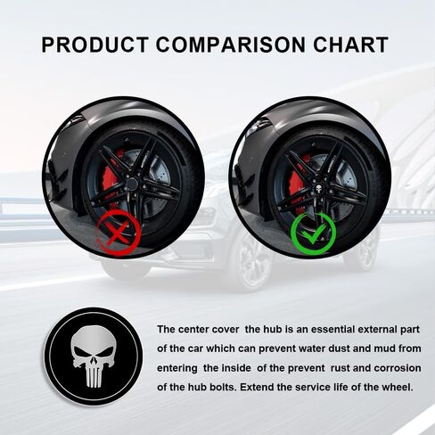 4PCS Skull Wheel Center Caps, Car Hub Center Caps, Waterproof & Rustproof Wheel Hub Center Cap Cover Stickers, Decorative Car Accessories Wheel Center Covers for Trucks Cars (Red/Black) in Saudi Arabia