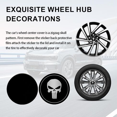 4PCS Skull Wheel Center Caps, Car Hub Center Caps, Waterproof & Rustproof Wheel Hub Center Cap Cover Stickers, Decorative Car Accessories Wheel Center Covers for Trucks Cars (Red/Black) in Saudi Arabia