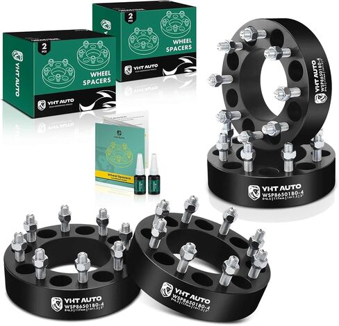 YHTAUTO 8x6.5 Wheel Spacers 2 inch Fits Chevrolet, Hummer Models, Silverado, Express, C/K Series, H1, H2, 8x165.1mm Tire Spacers M14x1.5 & 12.9 Grade Studs, 117mm Hub Bore 8 Lug 4PCS Wheel Adapters in Saudi Arabia