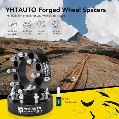 YHTAUTO 8x6.5 Wheel Spacers 2 inch Fits Chevrolet, Hummer Models, Silverado, Express, C/K Series, H1, H2, 8x165.1mm Tire Spacers M14x1.5 & 12.9 Grade Studs, 117mm Hub Bore 8 Lug 4PCS Wheel Adapters in Saudi Arabia