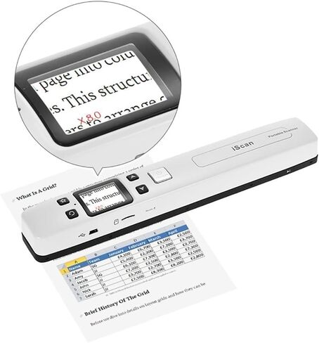 Portable Photo Scanner for A4 Documents,Handheld sanner for Business,Books, Receipt,Pictures up to 900 DPI, Uploads Images to Computer Via USB Cable, No Driver,Support JPG/PDF Format in Saudi Arabia