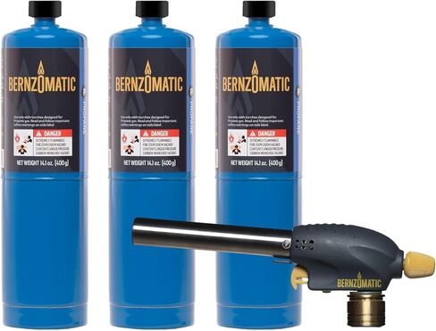 شعلة Bernzomatic QuickFire الخارجية، مخرج عالي، شعلة يدوية من البروبان مقاومة للرياح لإضاءة نيران المخيمات والشوايات والمدخنين وحفر النار والتجمعات الخارجية الأخرى (WT3301) in Kuwait
